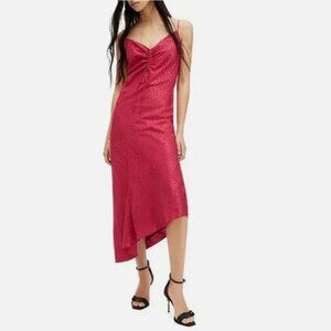 ALLSAINTS Alexia Jacq Heart Dress 6 Pink Hearts Midi Slip $299